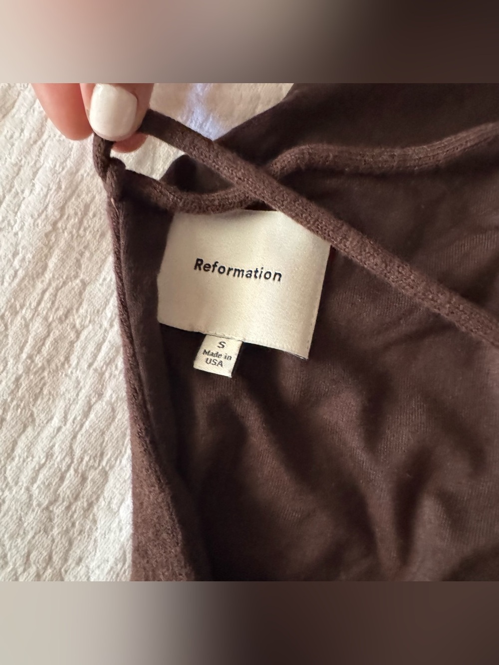 Reformation Vevina Knit Top Brown Open Back Tie Up - Picture 7 of 8